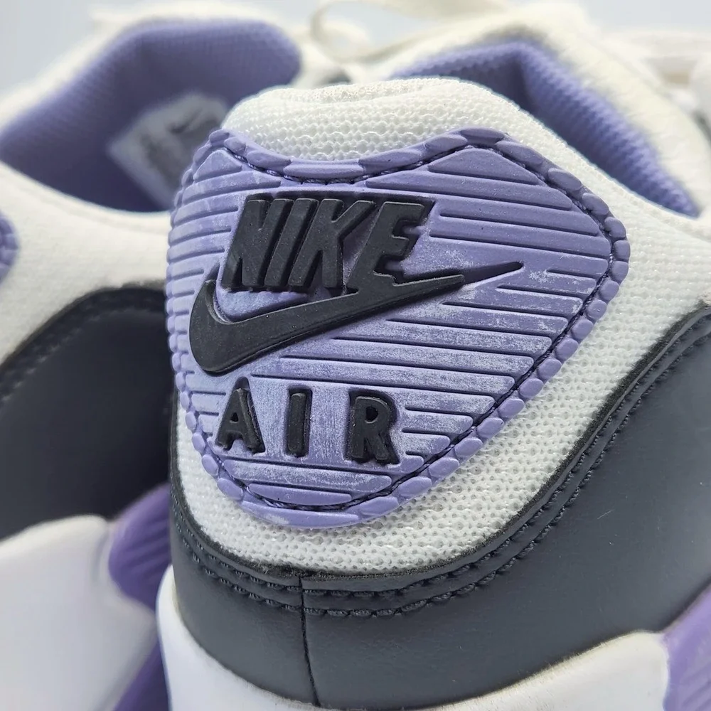 Nike Air Max 90 Shoes Mens 9 Womens 10.5 White Purple Black Running Sneakers